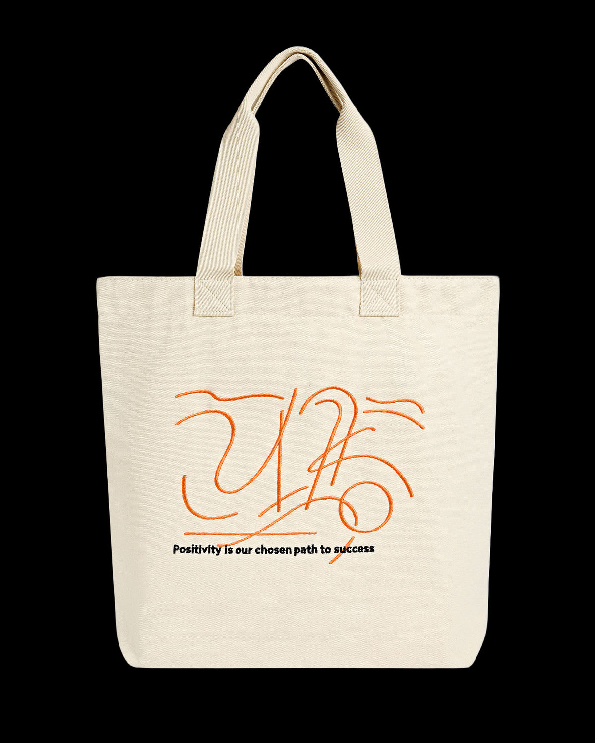 Costas Heavy Tote Bag Kiji Studio para Glo, na cor cru com detalhes laranja e preto em bordado.